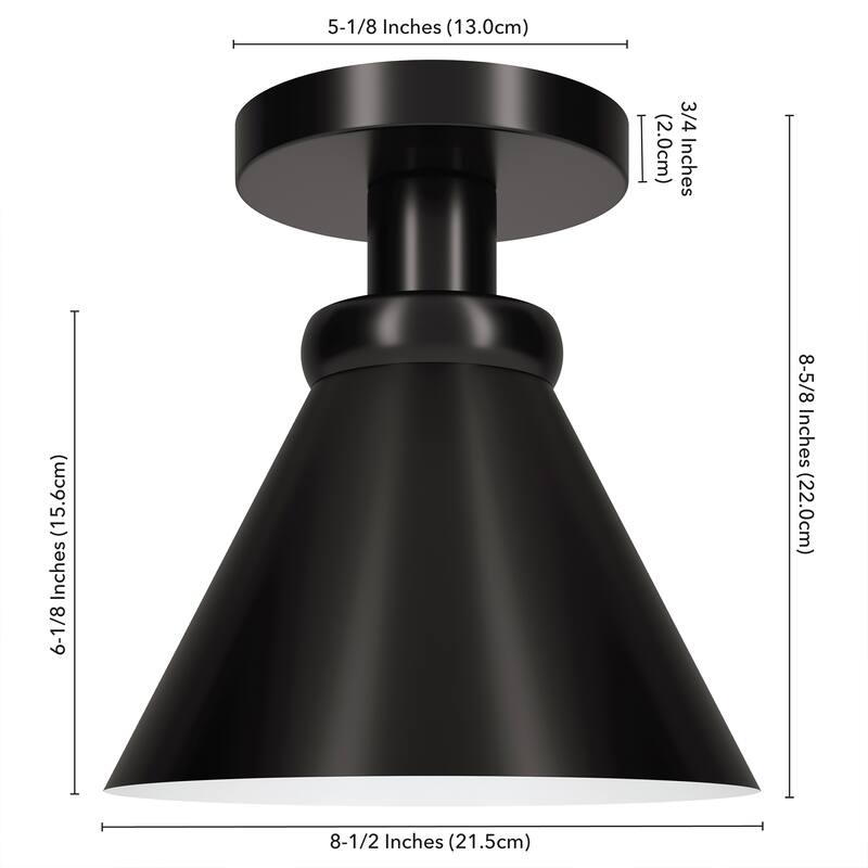 Zeno 8.5" Semi Flush Mount with Metal Shade