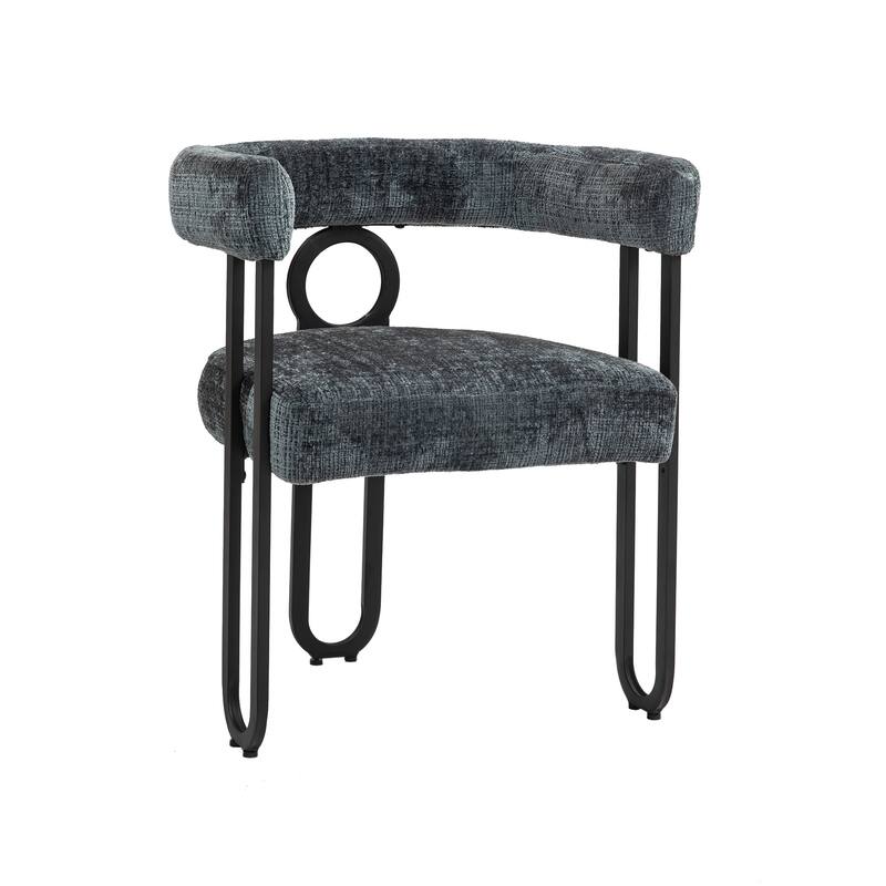 Mid-Century 2-Piece Barrel Side Chairs Dining Chair Armchair with Curved Backrest,Grey
