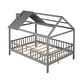 preview thumbnail 17 of 33, Full Size Wood House Bed with Fence, Playhouse Design for Kids, Sturdy Pine Construction, Customizable Decor