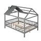 preview thumbnail 5 of 7, Gray Pine Wood House Platform Bed with Roof and Fence