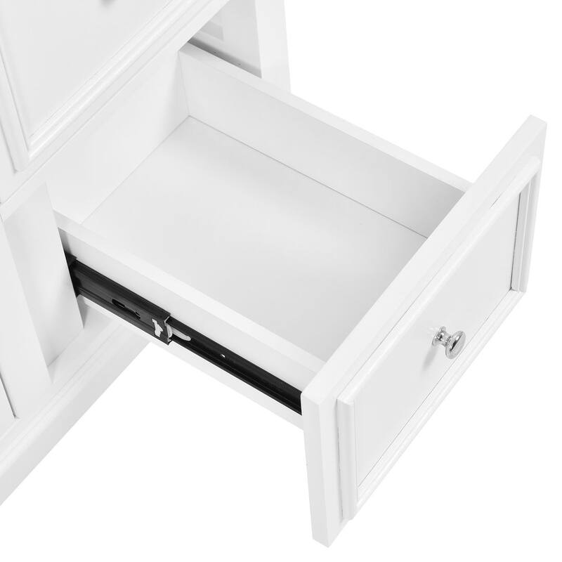 30'' Bathroom Vanity with Top Sink, Freestanding Vanity Set with Mirror Cabinet