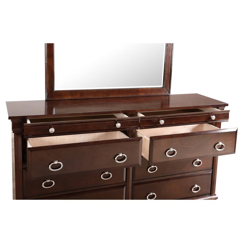8-Drawer Cappuccino Dresser with Modern Styling, Spacious Storage Capacity, and Smooth Glide Drawer Hardware