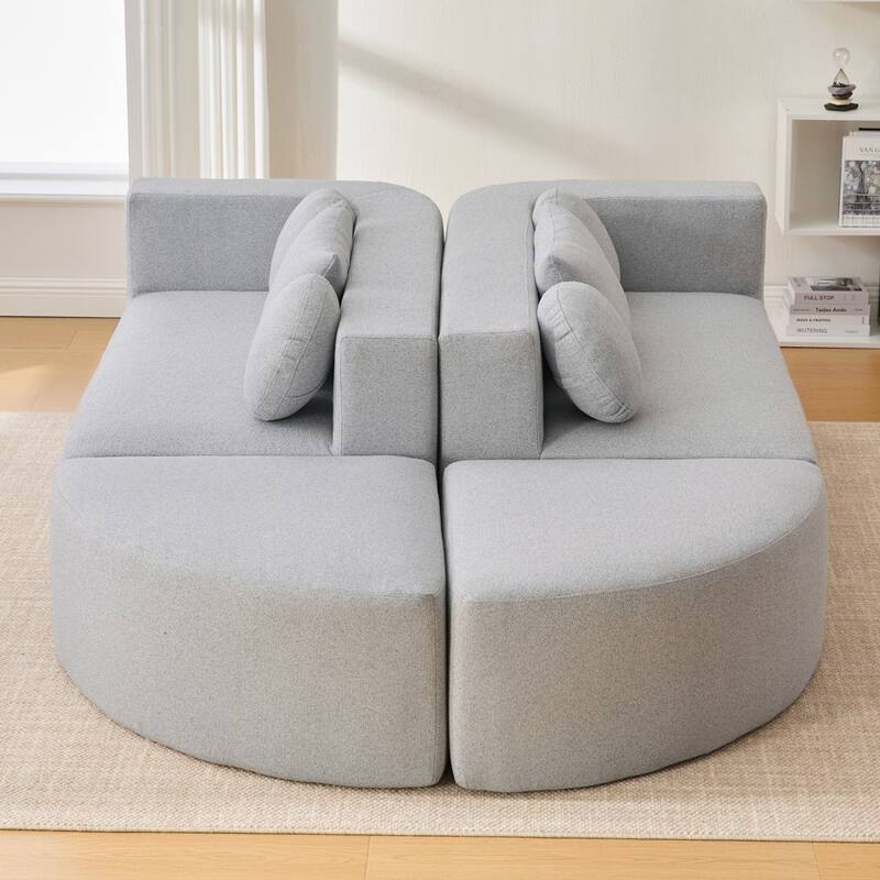 114.9" Free-combined Modular Sectional Sofa Bed with Deep Seating and Curved Design