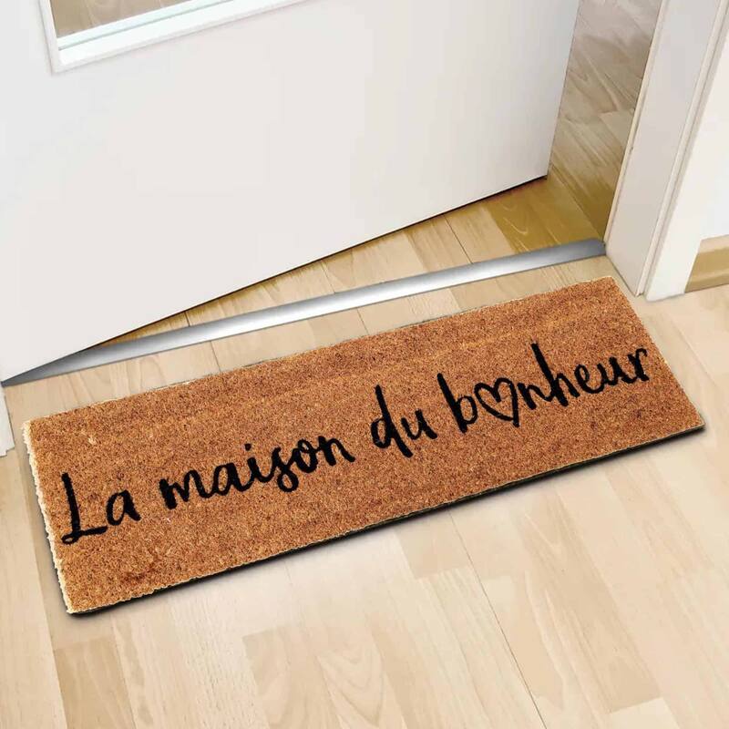 La Maison du Bonheur 30x10 Long Sheltered Front Door Mat Coco Natural