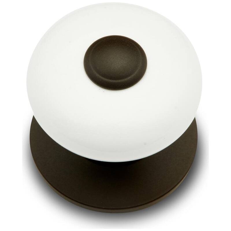 RK International CK-31-FLAT-BTN-LG Porcelain 1-1/4" Round Classic Flat - Oil Rubbed Bronze / White