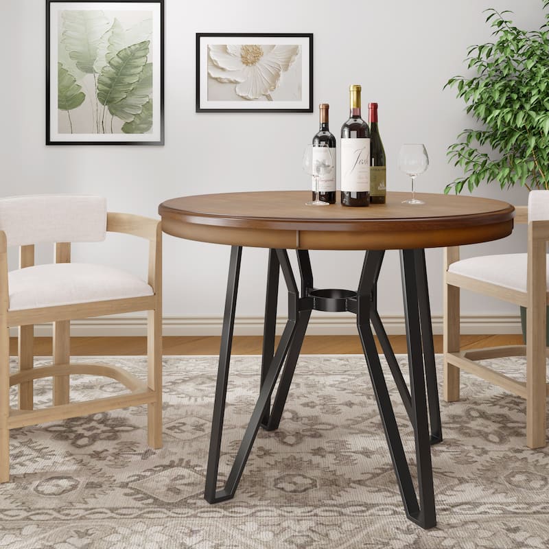 Christopher Knight Home Round Wood Bar Table with Metal Base - 46.85" W x 46.85" D x 36" H - Light Ash