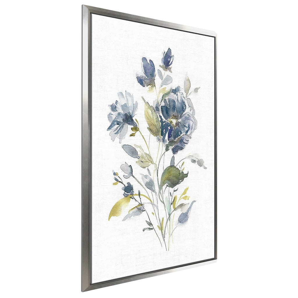 "Linen Botanical Navy I" Print on Floating Canvas