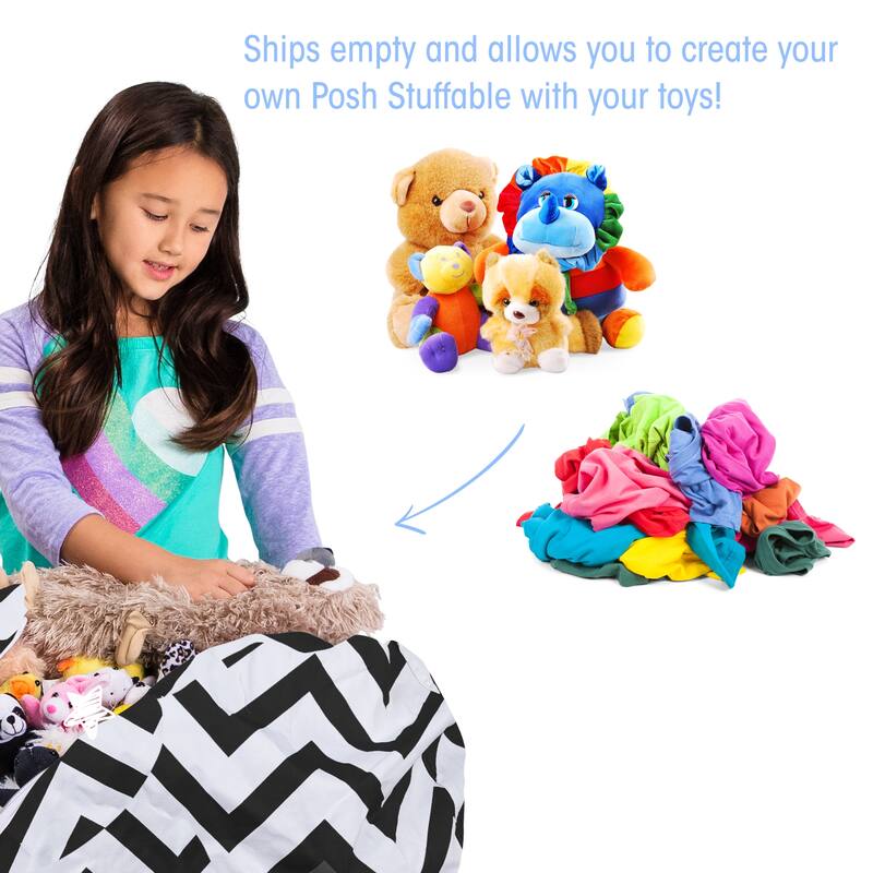 Kids Bean Bag Chair Cover Stuffed Animal Storage or Toy Organizer