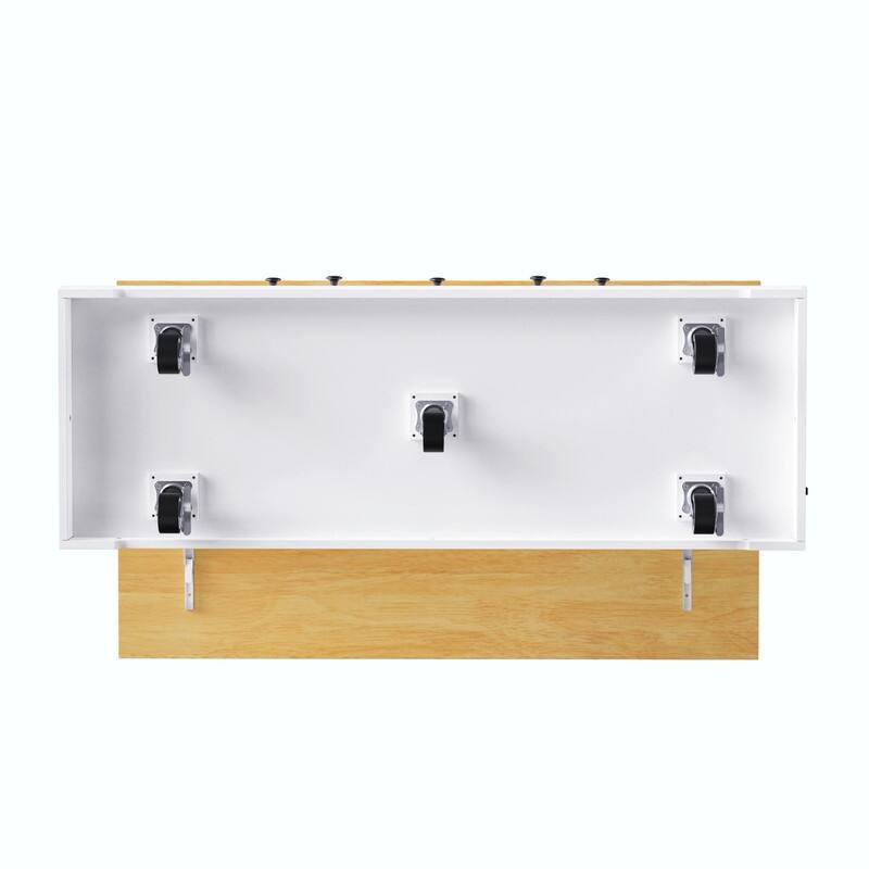 53" Rolling Kitchen Island with Drop Leaf, Power Outlet & Internal Door Storage, 5 Open Side Racks