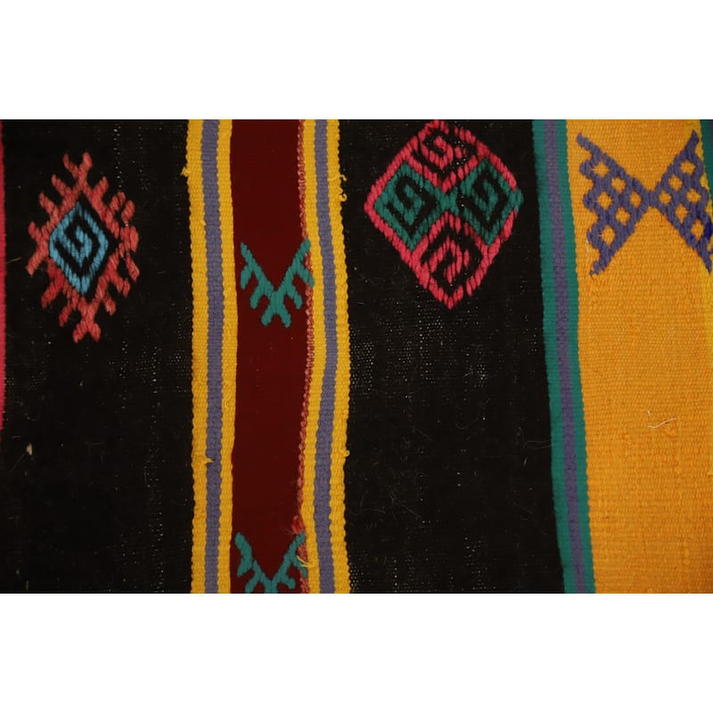 Hand Woven Oriental 100% Wool Carpet Southwestern Tribal Multi-Colored Kilim Area Rug - 9' 8'' X 5' 5''