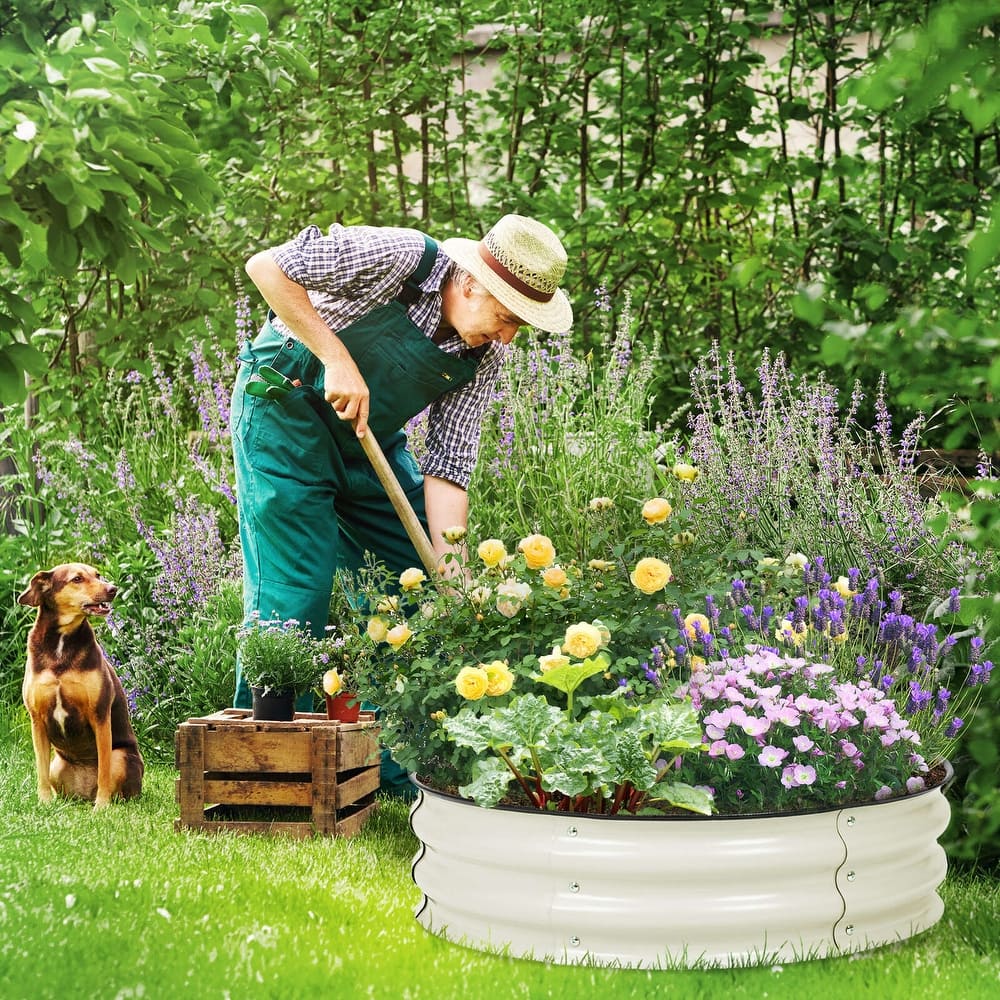 Aoodor 9'' Tall Aluzinc Metal Raised Garden Bed 30'' Round - 30"x9"