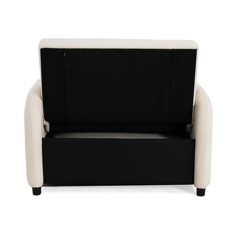 Cotton Linen 3-in-1 Sleeper Sofa Chair with Storage Pocket and Pillow