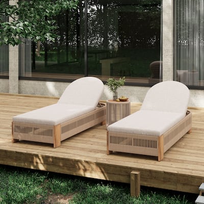 Christopher Knight Home - Eulalia Acacia Wood Outdoor Chaise Lounge With Cushion And 1 Table.
