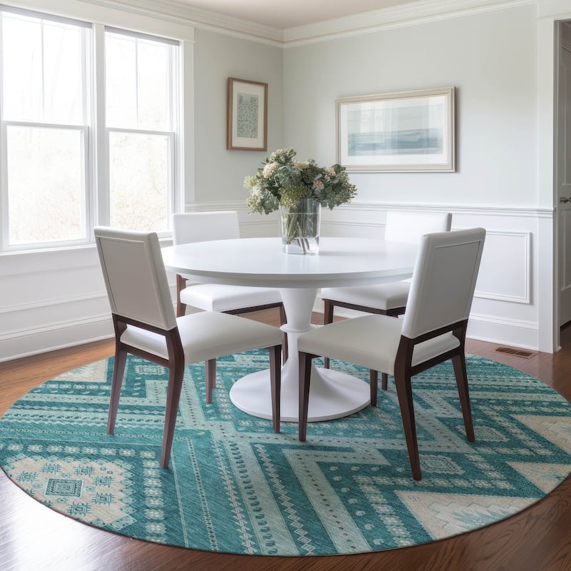Machine Washable Indoor/ Outdoor Global Boho Chantille Rug