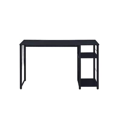 47” Modern Reversible Writing Desk with Shelves Rectangular Wood Top & Metal Frame
