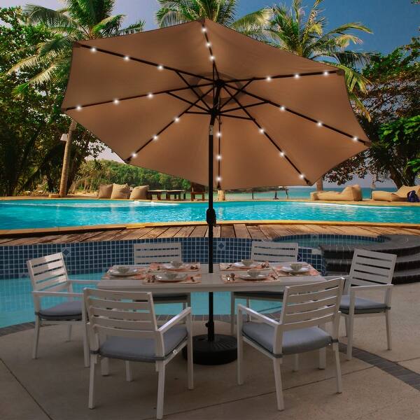 Shop Black Friday Deals On Maypex 9 Foot Solar Led Lighted Patio Umbrella Overstock 29406832