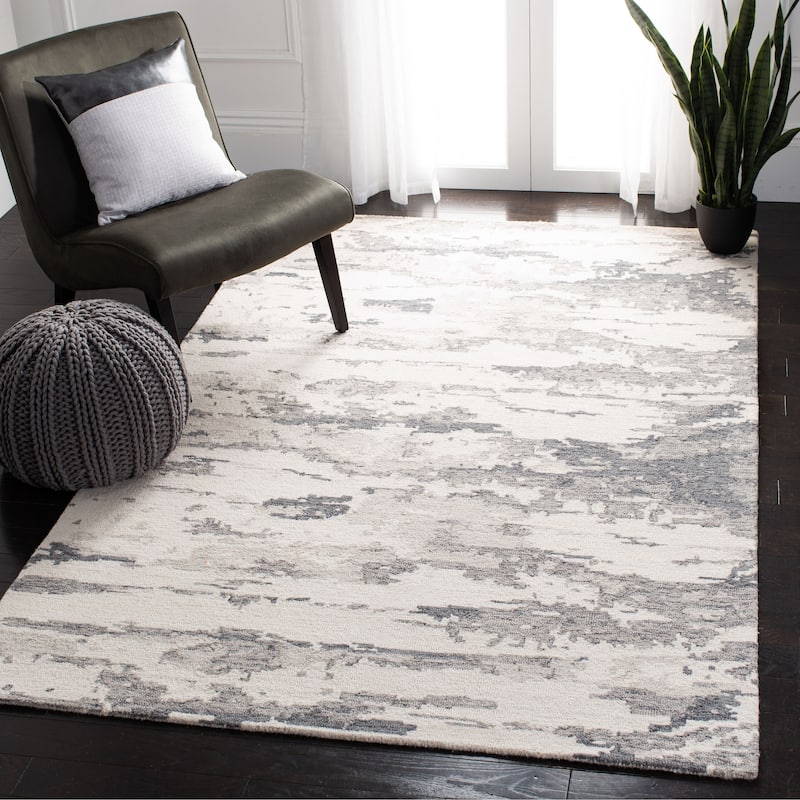 SAFAVIEH Handmade Abstract Kotoko Contemporary Wool Rug - 2' x 3' - Charcoal/Ivory