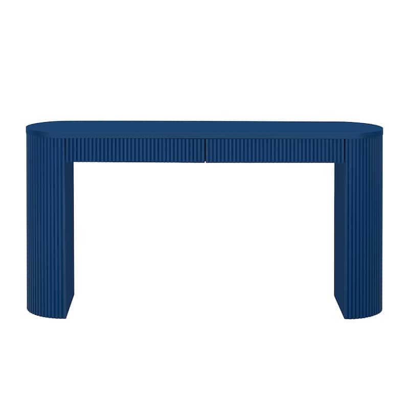 Sophisticated Console Table with Pine Veneer and Vertical Striped