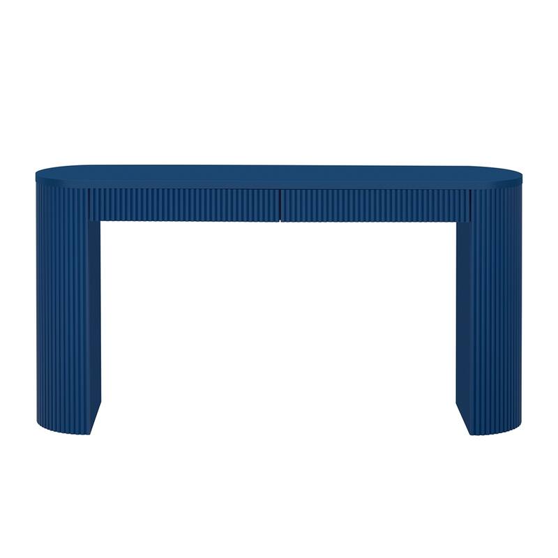 Vertical Striped Design Console Table with 2 Drawers