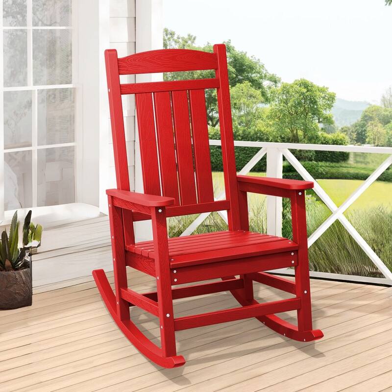 High-Back Oversized Plastic Rocking Chair –Stable & Smooth Glide