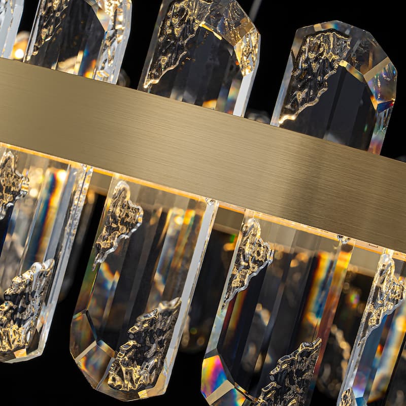 Modern Gold LED Chandelier with Clear Linear Crystals Dimmable - Dia.19.57-in