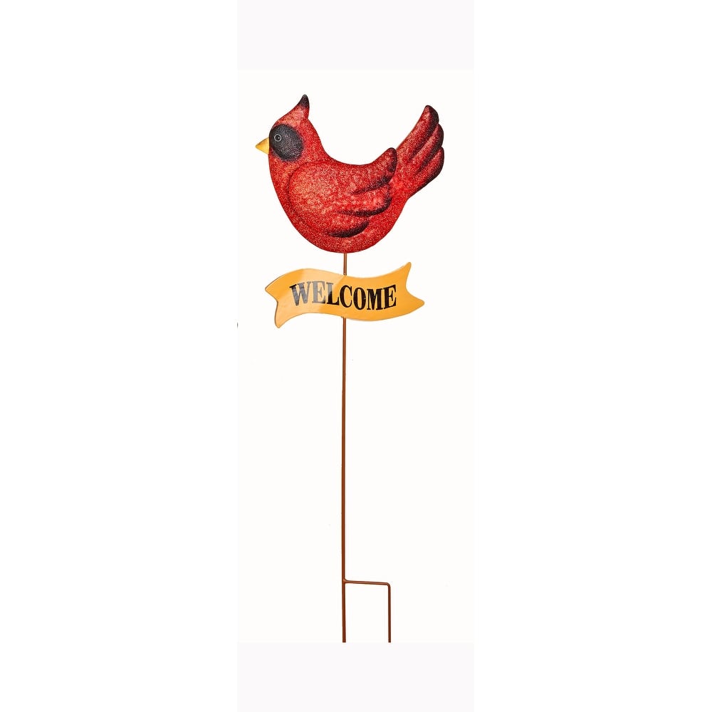 37" Metal Christmas Design Stake, Cardinal - Multicolor