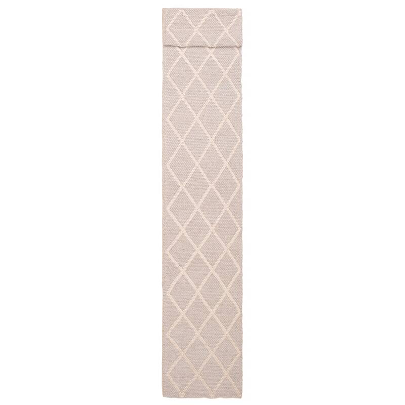 ECARPETGALLERY Braid weave Sienna Grey Wool Rug - 2'2 x 13'4 - Light Grey - 2'2 x 13'4