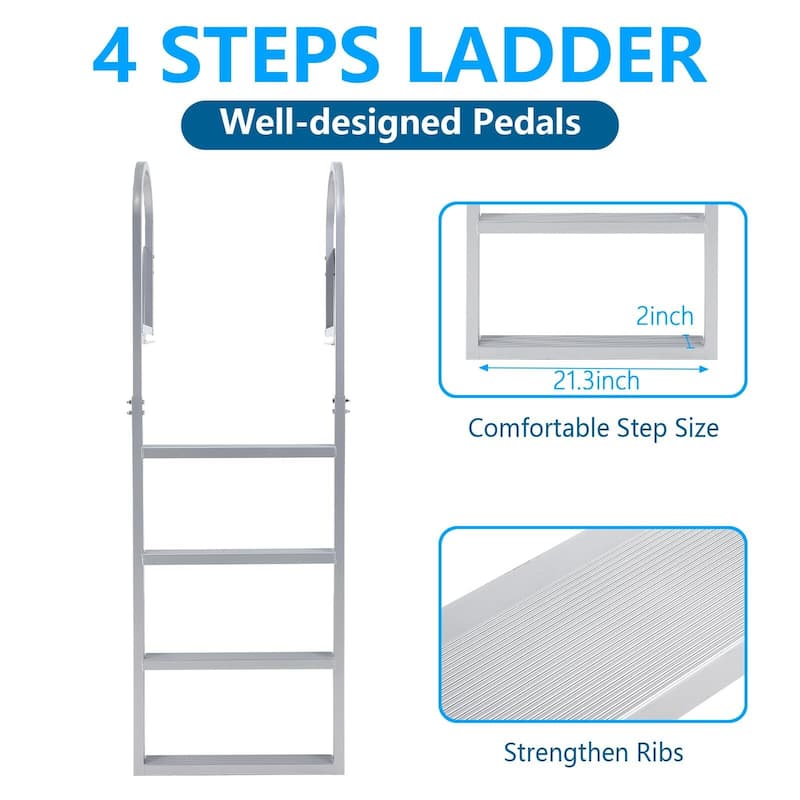 Flip Up Dock Ladders, Anti-Corrosion ,500bs Marine Pontoon Boat Dock