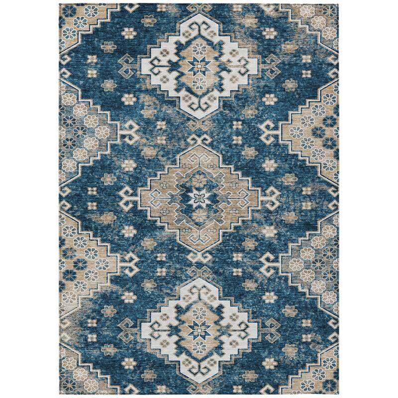 HomeRoots Medallion Traditional Rectangle Outdoor Rug