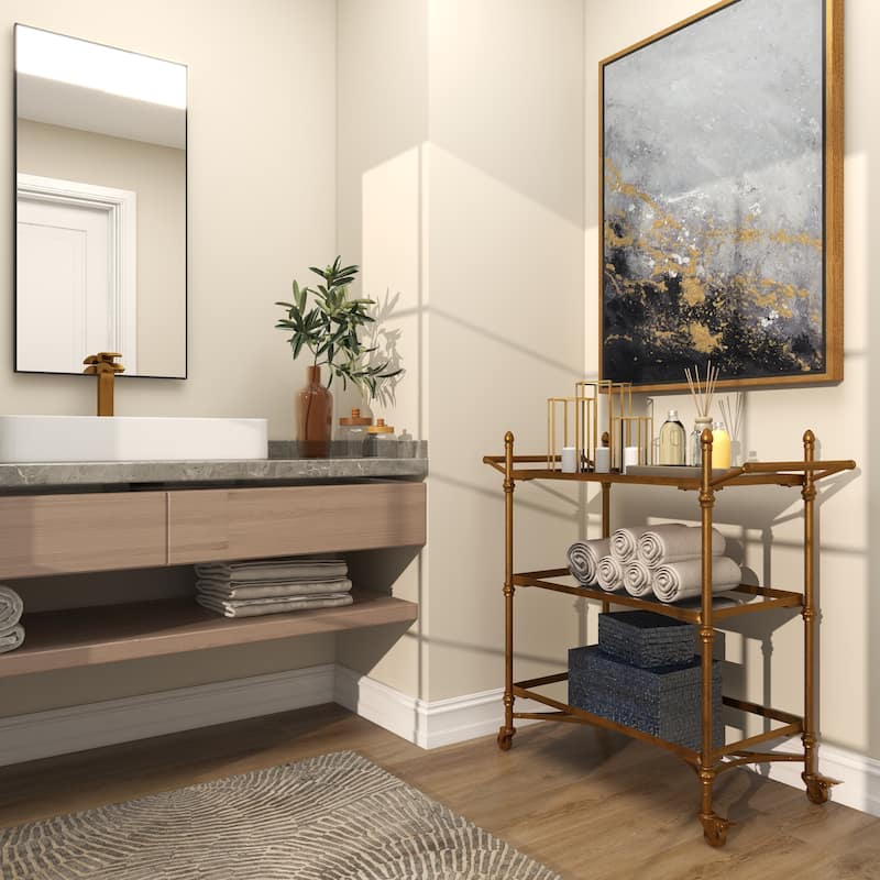 Metal Contemporary Bar Cart with Wheels