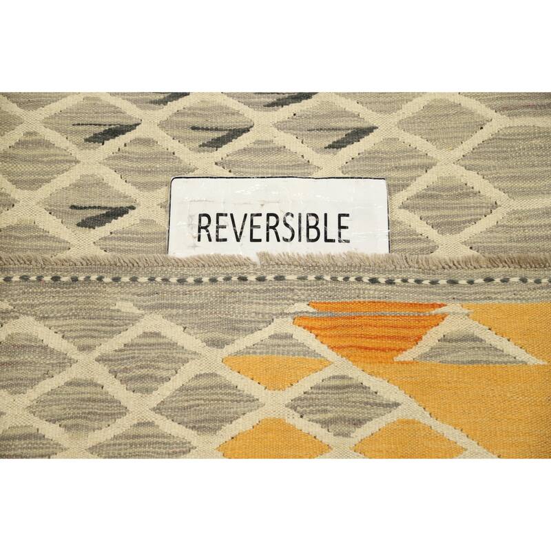 Hand Woven Oriental 100% Wool Carpet Southwestern Modern Greys & Charcoal Kilim Runner Rug - 9' 9'' X 2' 8''
