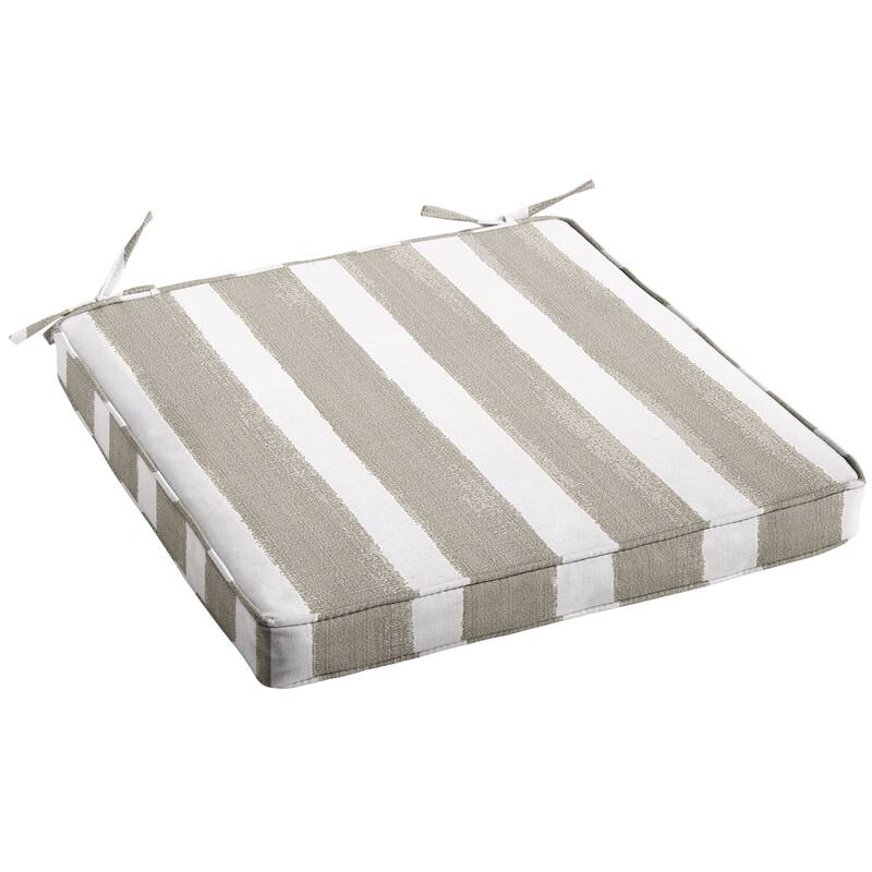 Sorra Home Tan and White Stripe Indoor/Outdoor Corded Chair Cushion