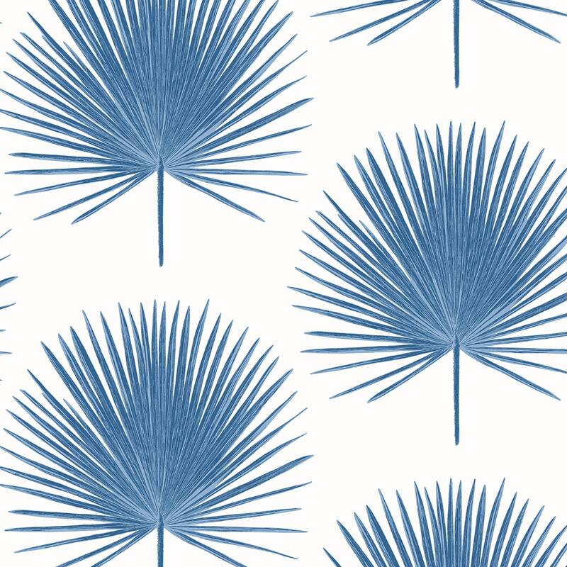 Seabrook Designs Palm Fronds Non-Woven Unpasted Wallpaper - 20.9 in. W x 33 ft. L - 20.9 in. W x 33 ft. L - Coastal Blue
