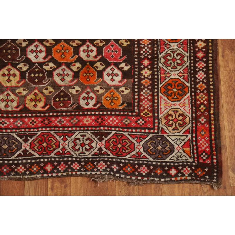 Pre-1900 Antique Vegetable Dye Kazak Runner Wool Carpet - 3'9" x 10'0"