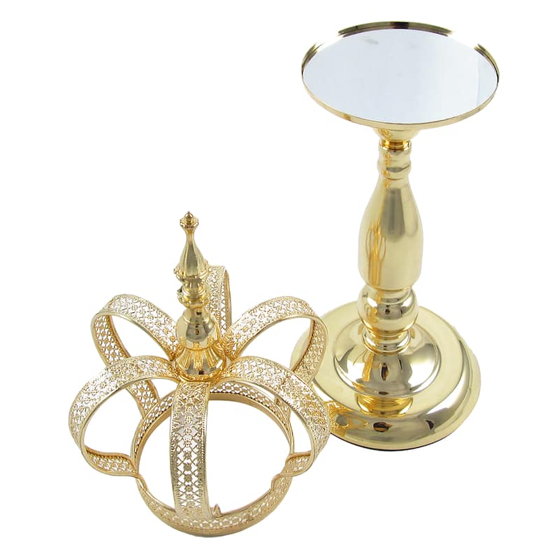 Royal Metal Crown Decor Centerpiece Accent Piece Tabletop with Stand