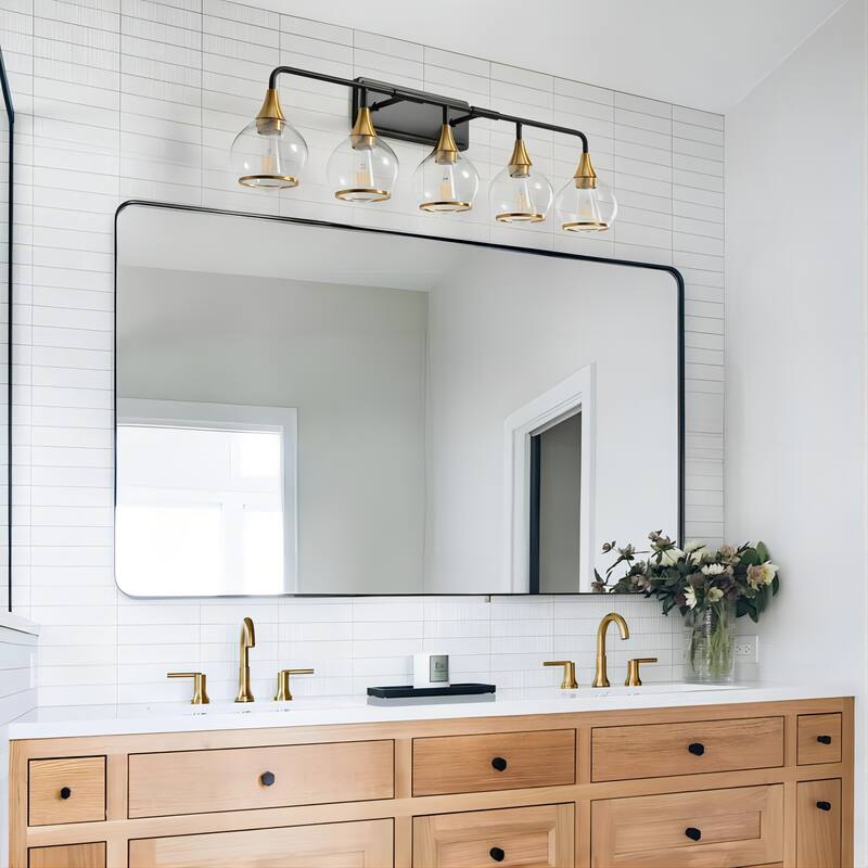 Modern Vanity Lights Dimmable Bathroom Light Fixtures with Glass Shade