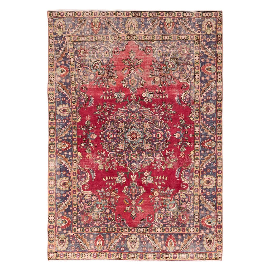 ECARPETGALLERY Hand-knotted Antalya Vintage Red Wool Rug - 6'8 x 9'10