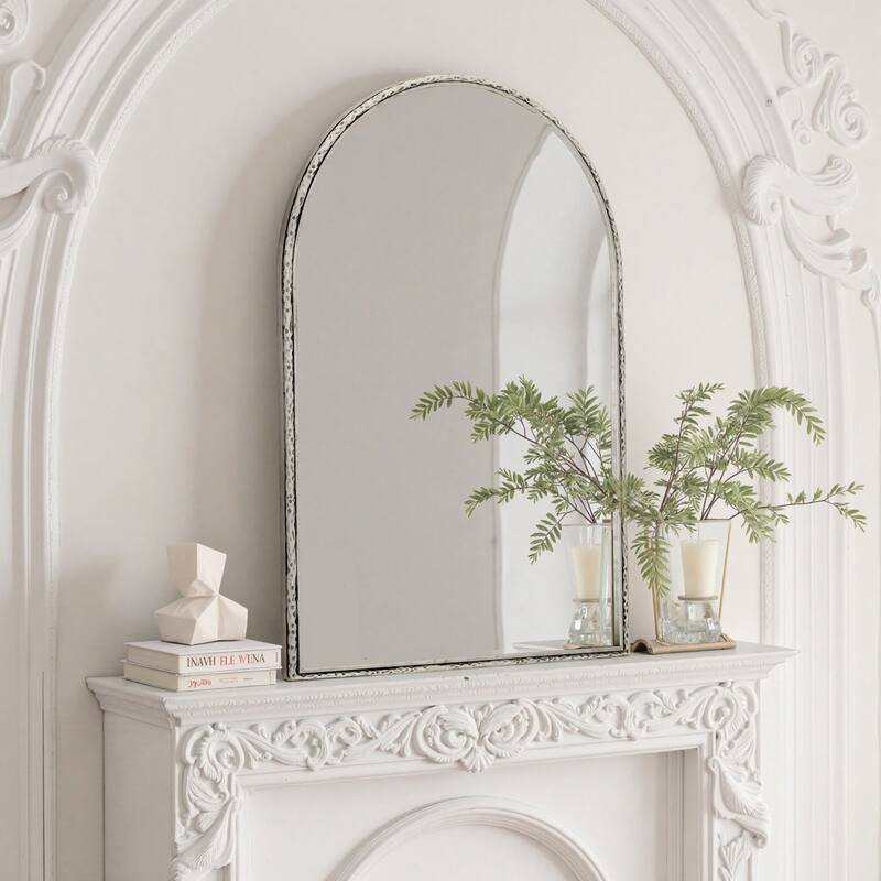 Silver Arched Wall Mirror - Bathroom Vanity & Home Decor