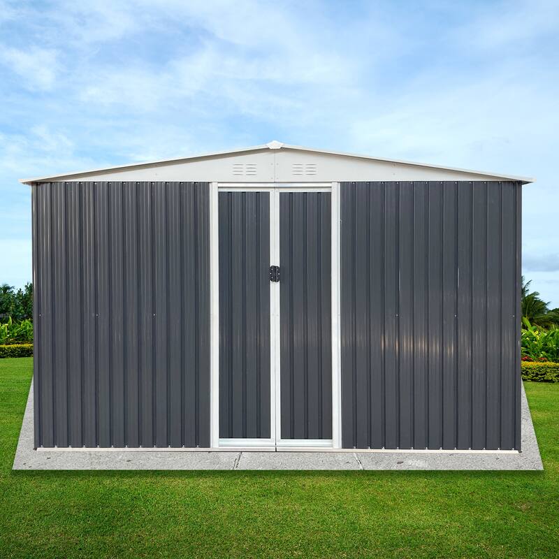 Outdoor Metal Storage Shed with Waterproof Panels & Sliding Lockable Door Garden Shed Tool Shed Pet Shed - Grey