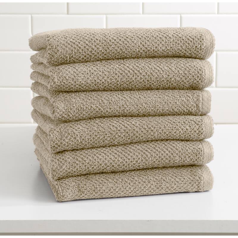 Luxurious Cotton Popcorn Textured Towel Set - Hand Towel (6-Pack) - plaza taupe