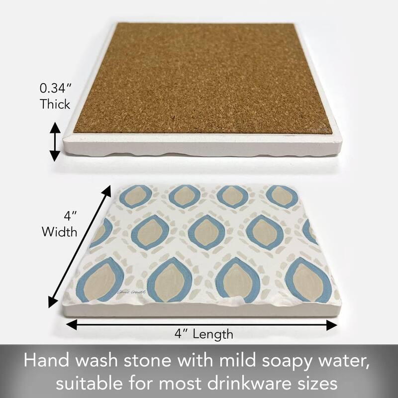 Absorbent Stone Tumbled Tile Coasters, Coastal Flare, Set of 4
