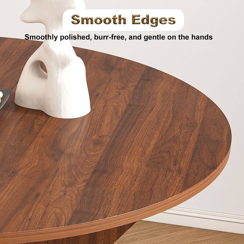 43 Inch Folding Dining Table for Small Spaces, Round MDF Veneer Foldable Kitchen Table with Slim Storage Design