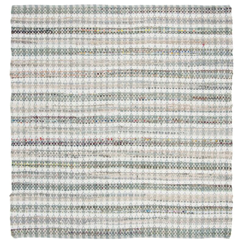 SAFAVIEH Handmade Flatweave Montauk Hermanda Casual Cotton Rug - 6' Square - Grey/Multi