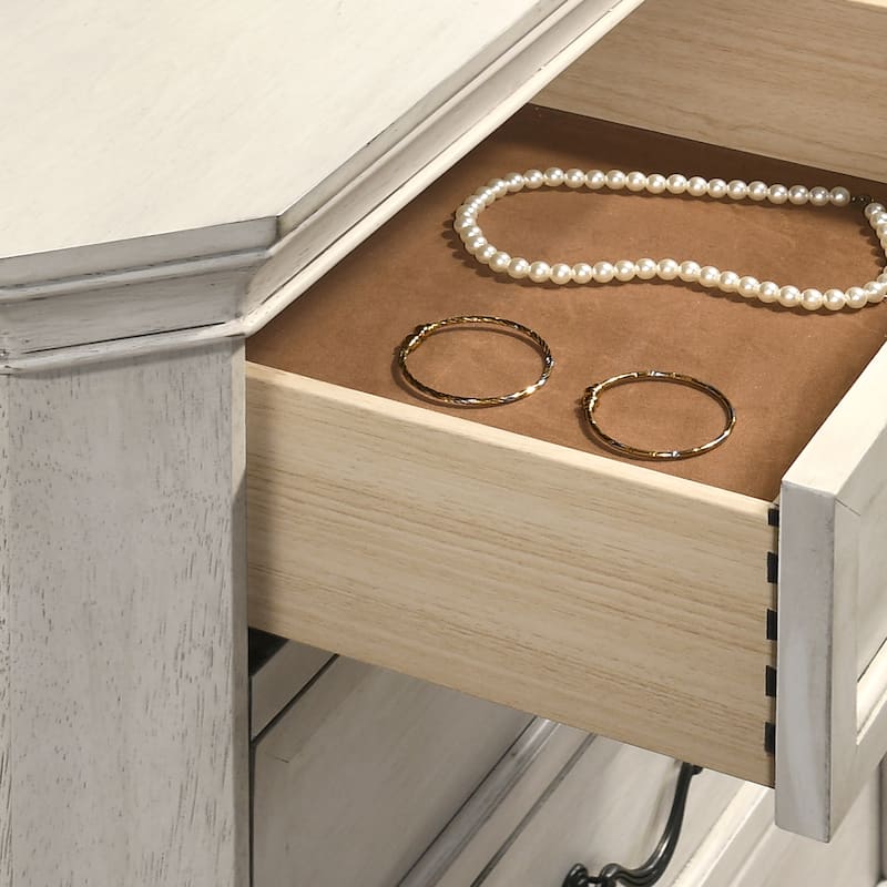 Roundhill Furniture Maderne Traditional Wood 3-Drawer Nightstand