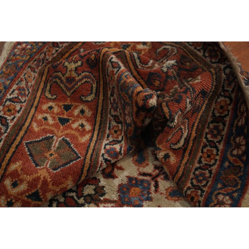 Hand Knotted Oriental 100% Wool Carpet Traditional All-Over Beige & Ivories Mahal Area Rug - 10' 8'' X 9' 0''