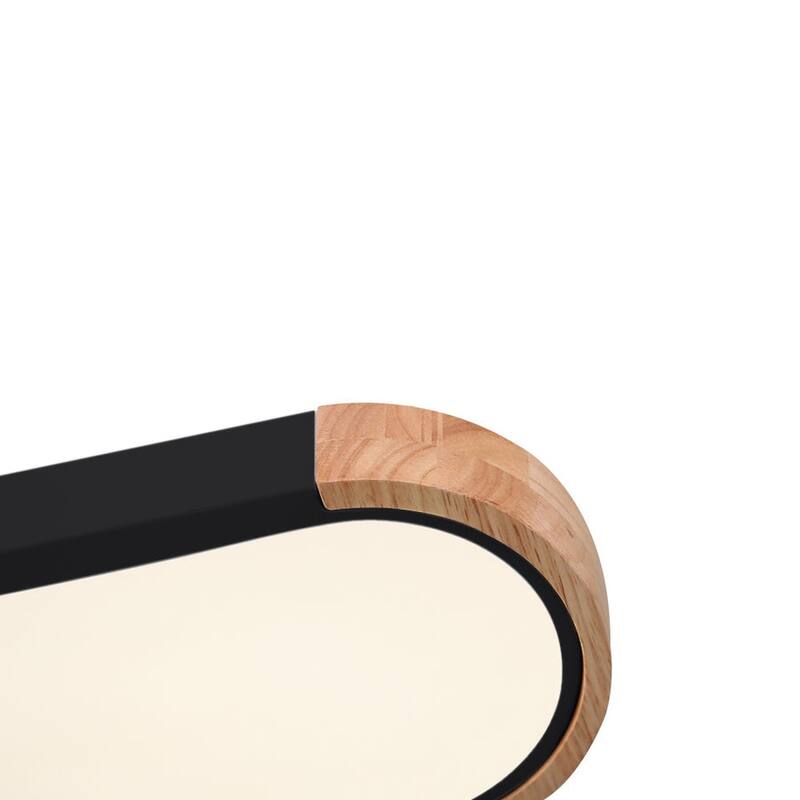 Farmhouse Wood Long Oval Dimmable LED Flush Mount - 37" 3000k/6000k