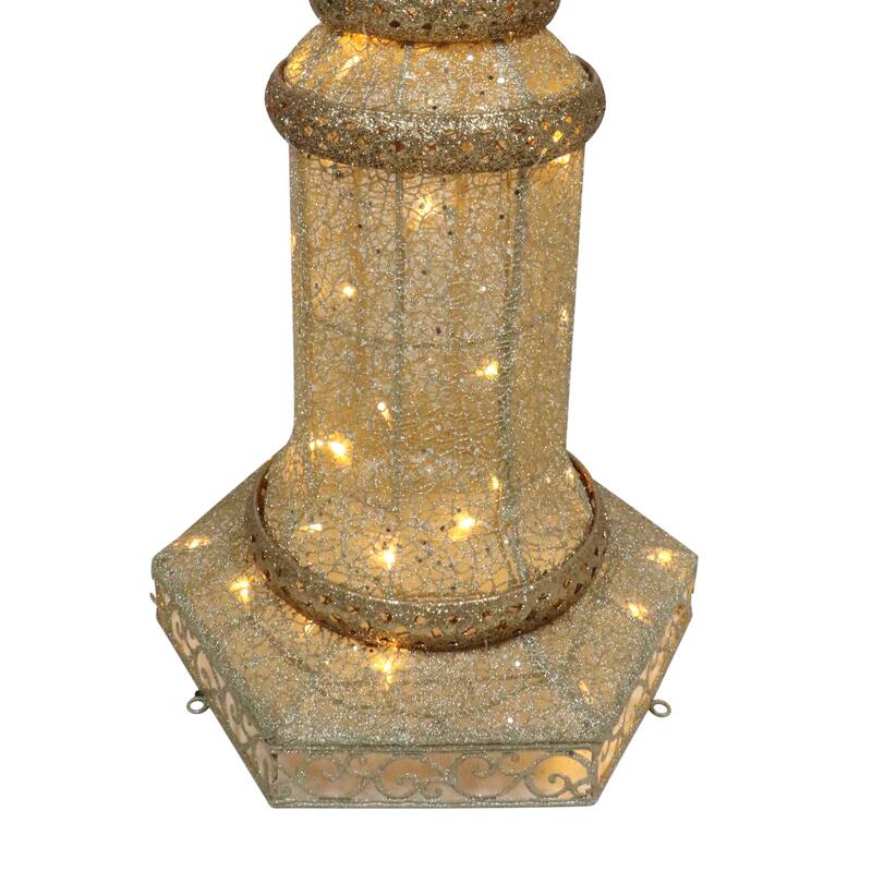 Puleo International 84" Pre-Lit Outdoor Lamp Post with 150 Warm White LED Lights - Christmas Greenery Decorations
