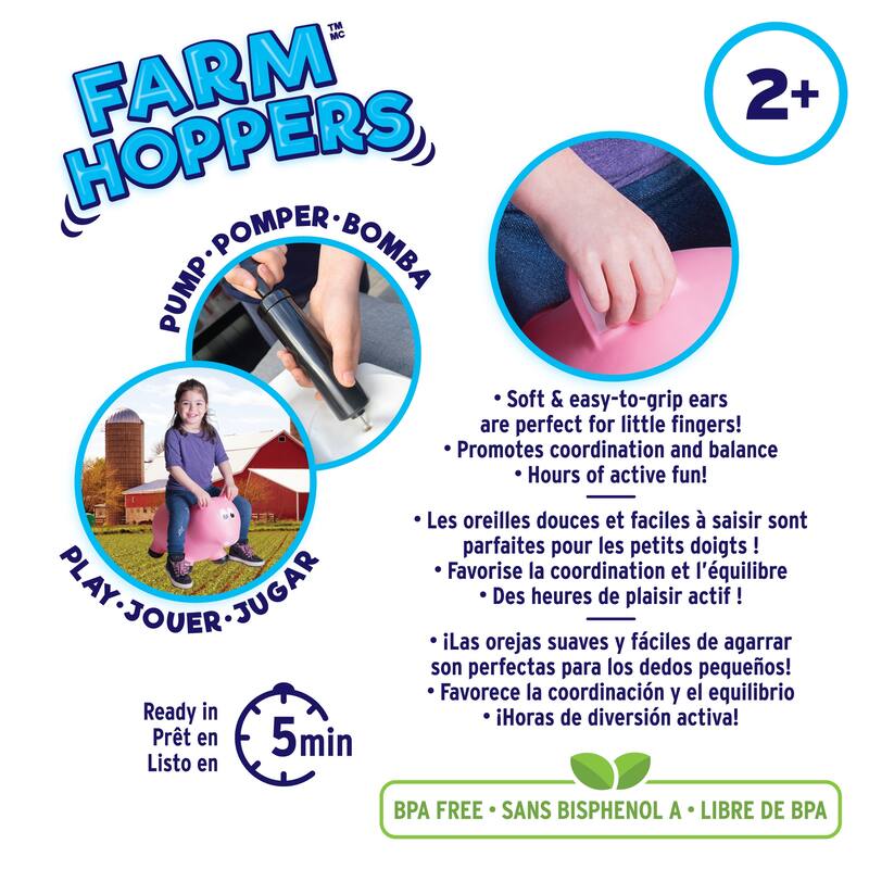 Toddler Boys and Girls Farm Hopper Bounce Toy, Pink Pig