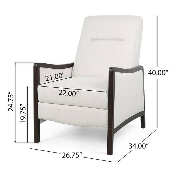 dimension image slide 5 of 8, Veatch Contemporary Upholstered Pushback Recliner by Christopher Knight Home