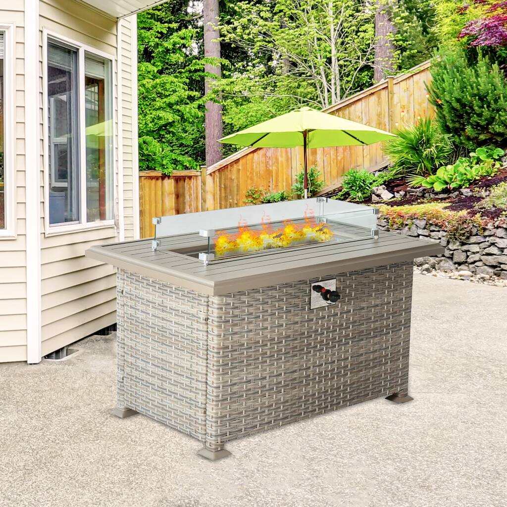 Outdoor Wicker Gas Fire Table